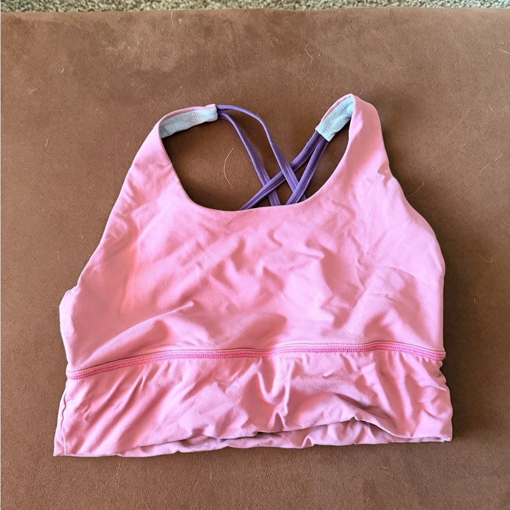 Born Primitive Light Pink Sports Bra with Purple Straps